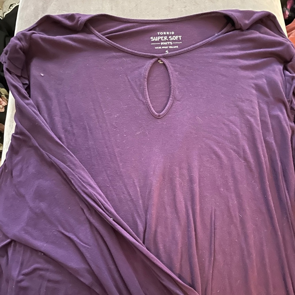 Purple torrid ruffle shoulder super soft blouse